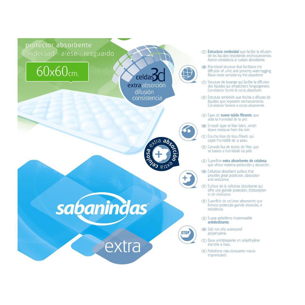 Protector Absorbente Sabanindas Extra 60x60cm 20 ud.