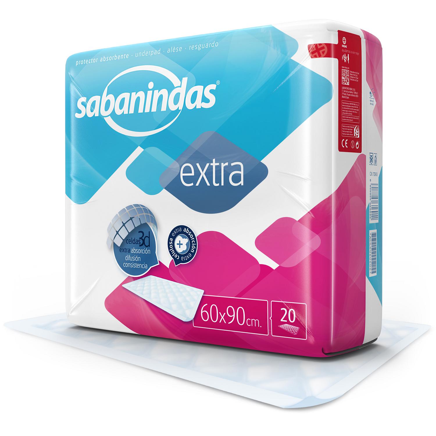 Protector absorbente maxi 60x90 cm Sabanindas Extra 20 ud.