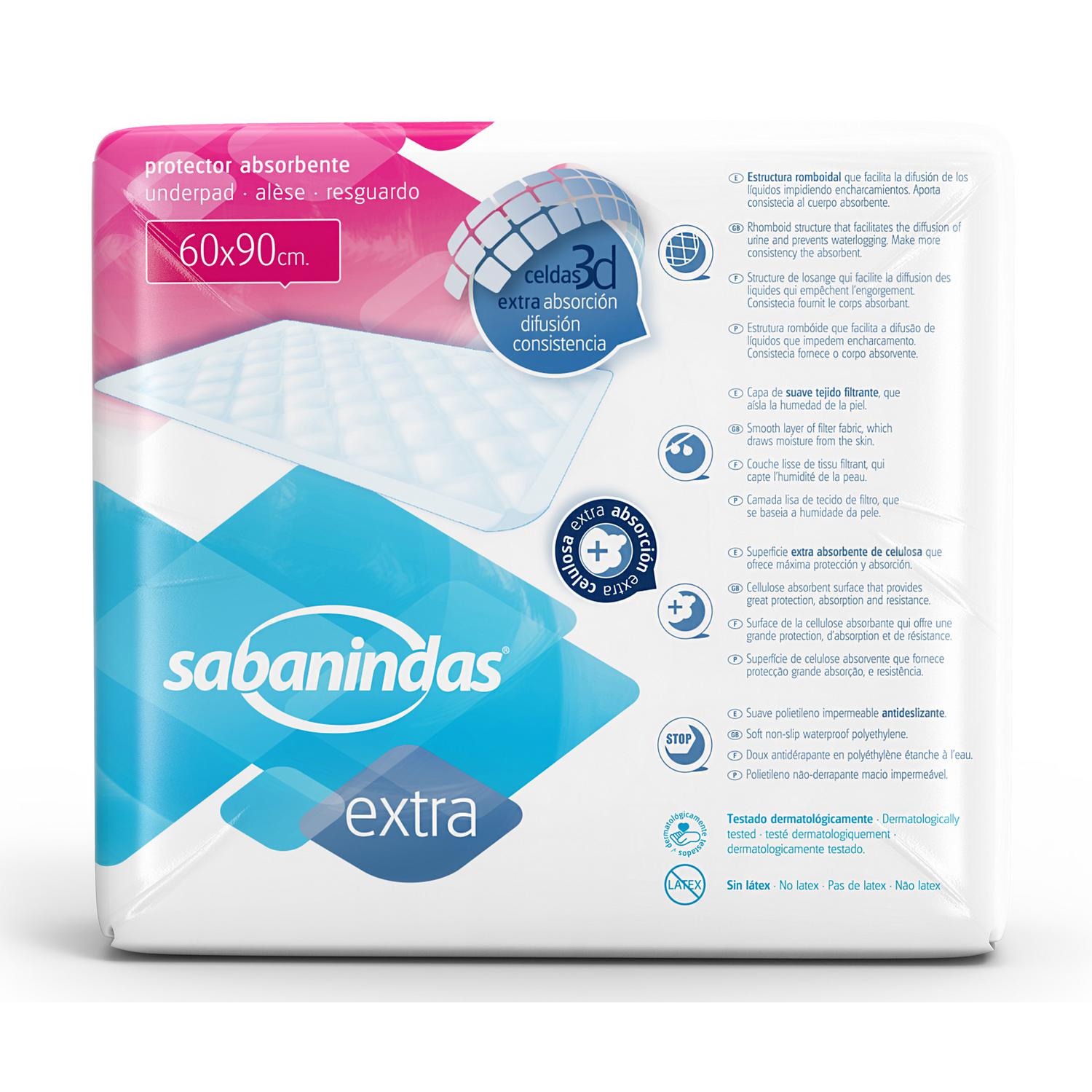 Protector absorbente maxi 60x90 cm Sabanindas Extra 20 ud.