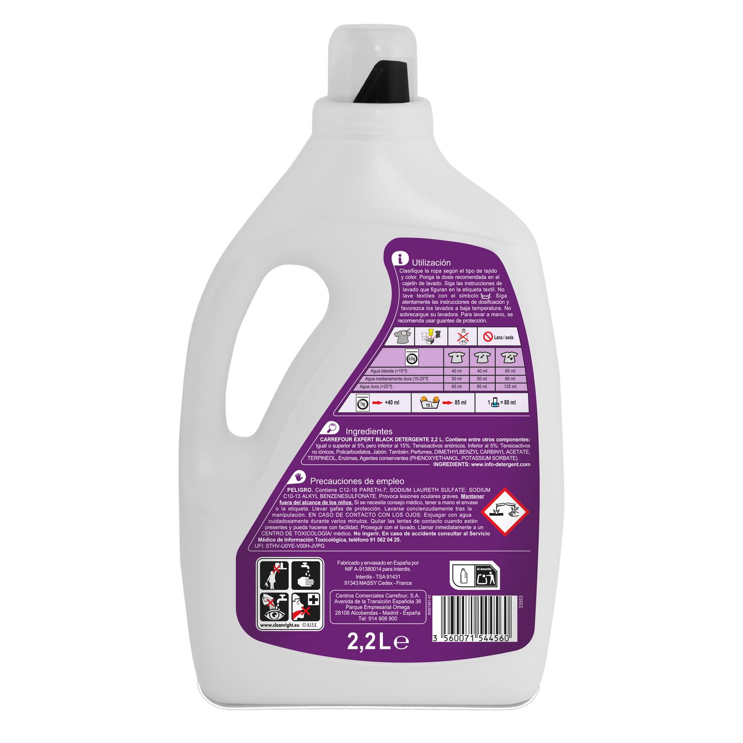 Detergente liquido black Expert Carrefour 44 lavados.