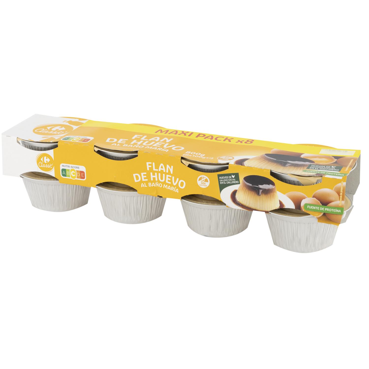 Flan de huevo Carrefour Classic sin gluten pack de 8 unidades de 100 g.
