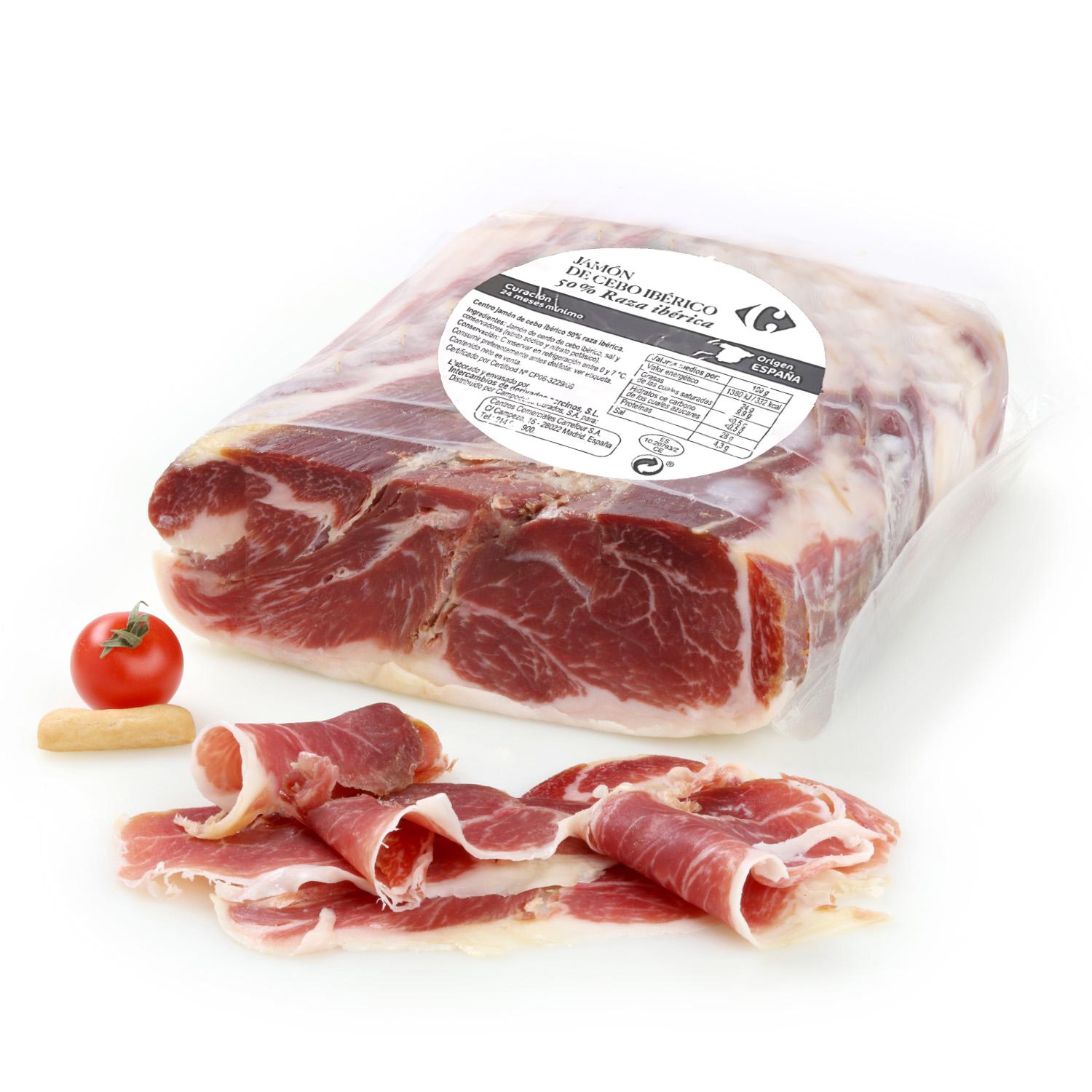 Centro de Jamón Ibérico de Cebo 50% Raza Ibérica Semipulido Carrefour pieza de 300 g aprox