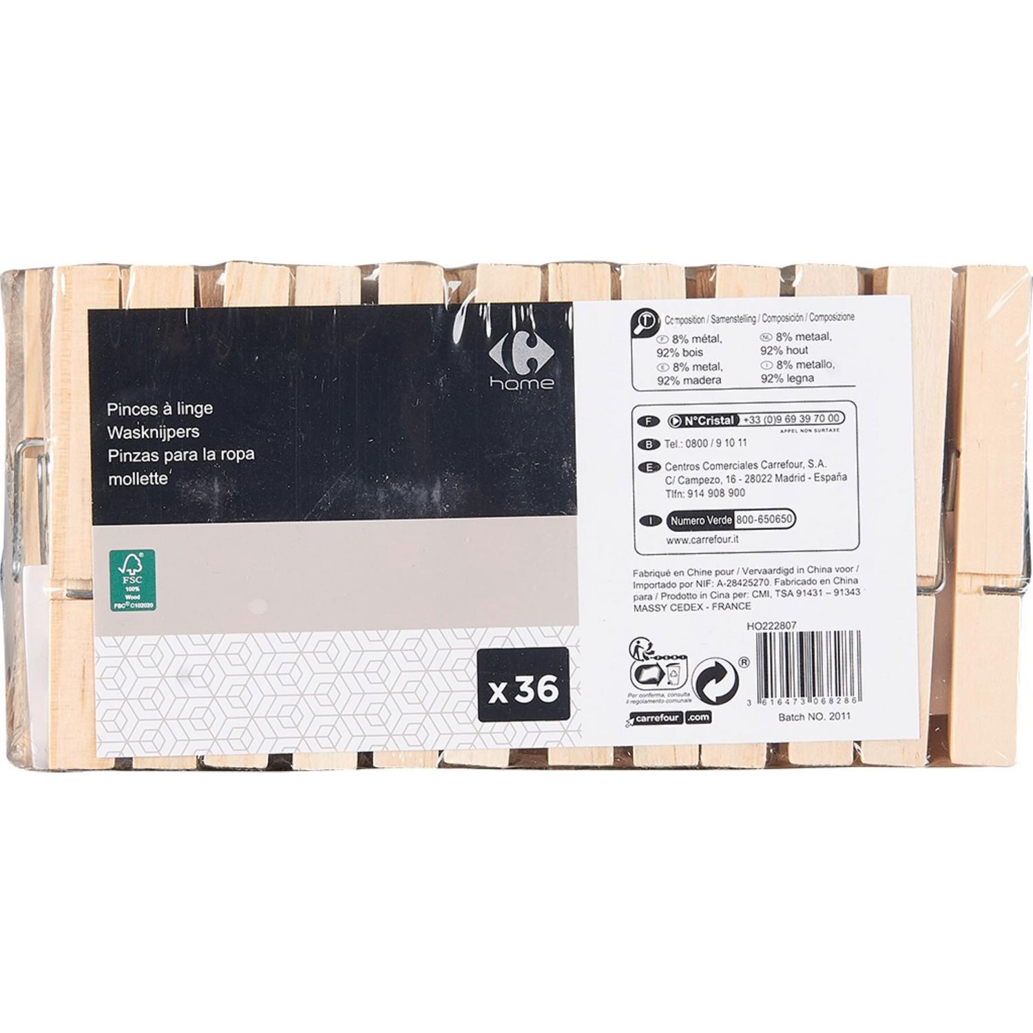Set 36 Pinzas para la Ropa de Madera Fsc SIMPL