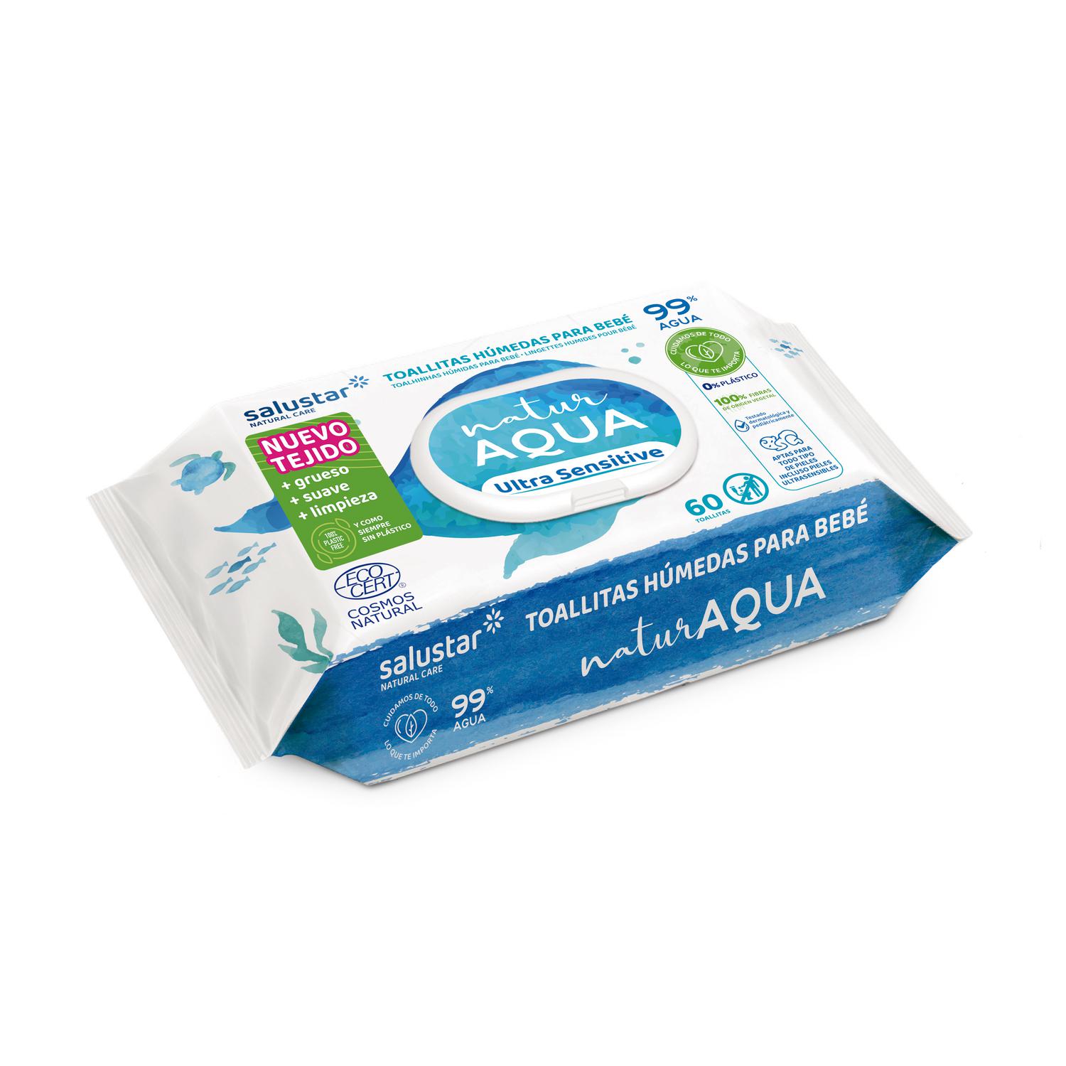 Toallitas húmedas para bebé ecológicas Natur Aqua Salustar 60 ud.