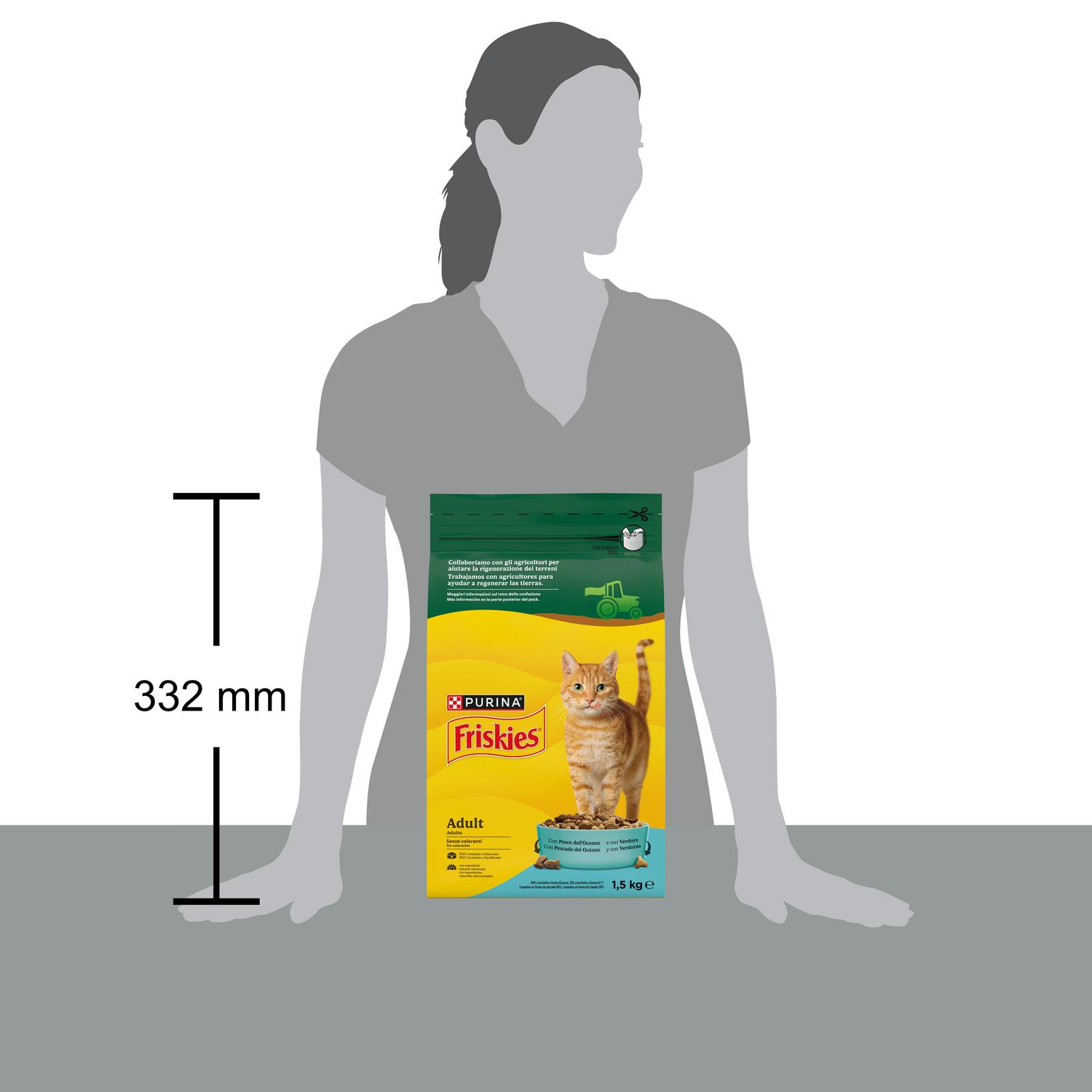 Pienso de pescado del océano y verduras para gato adulto Purina Friskies 1,5 kg