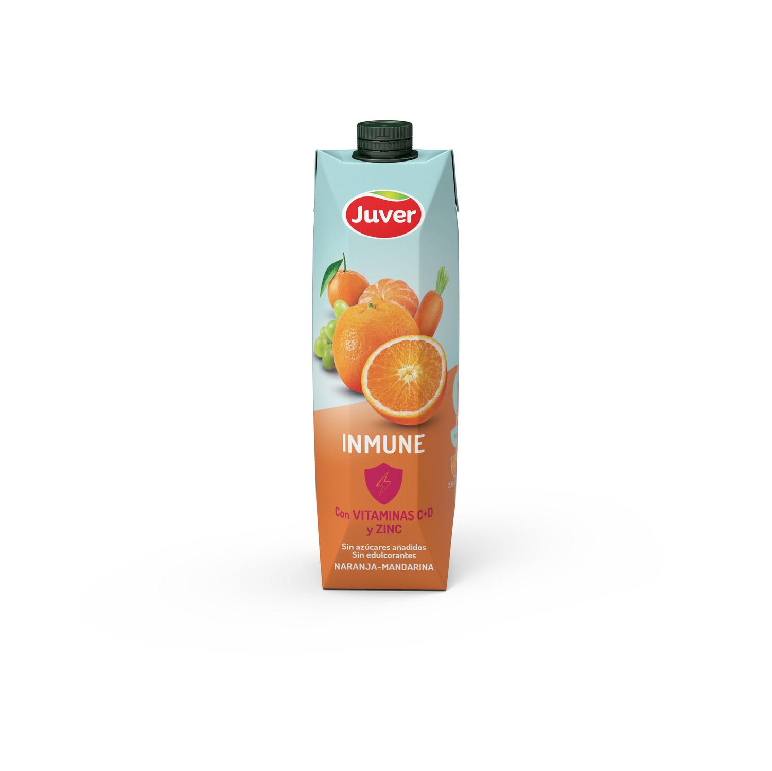 Bebida funcional Inmune naranja-mandarina Juver sin azúcar añadida 1 l.