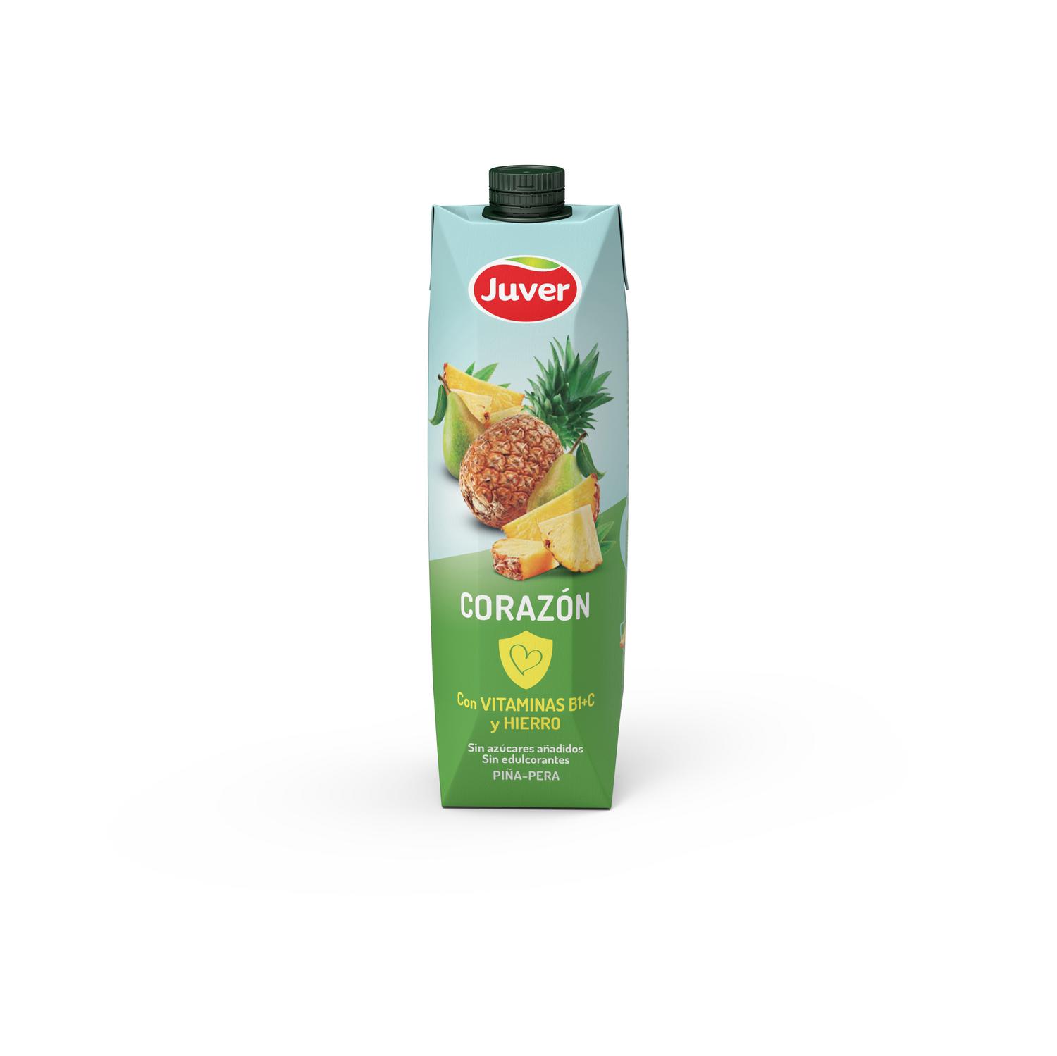 Bebida funcional Corazón piña-pera Juver sin azucar añadida 1 l.