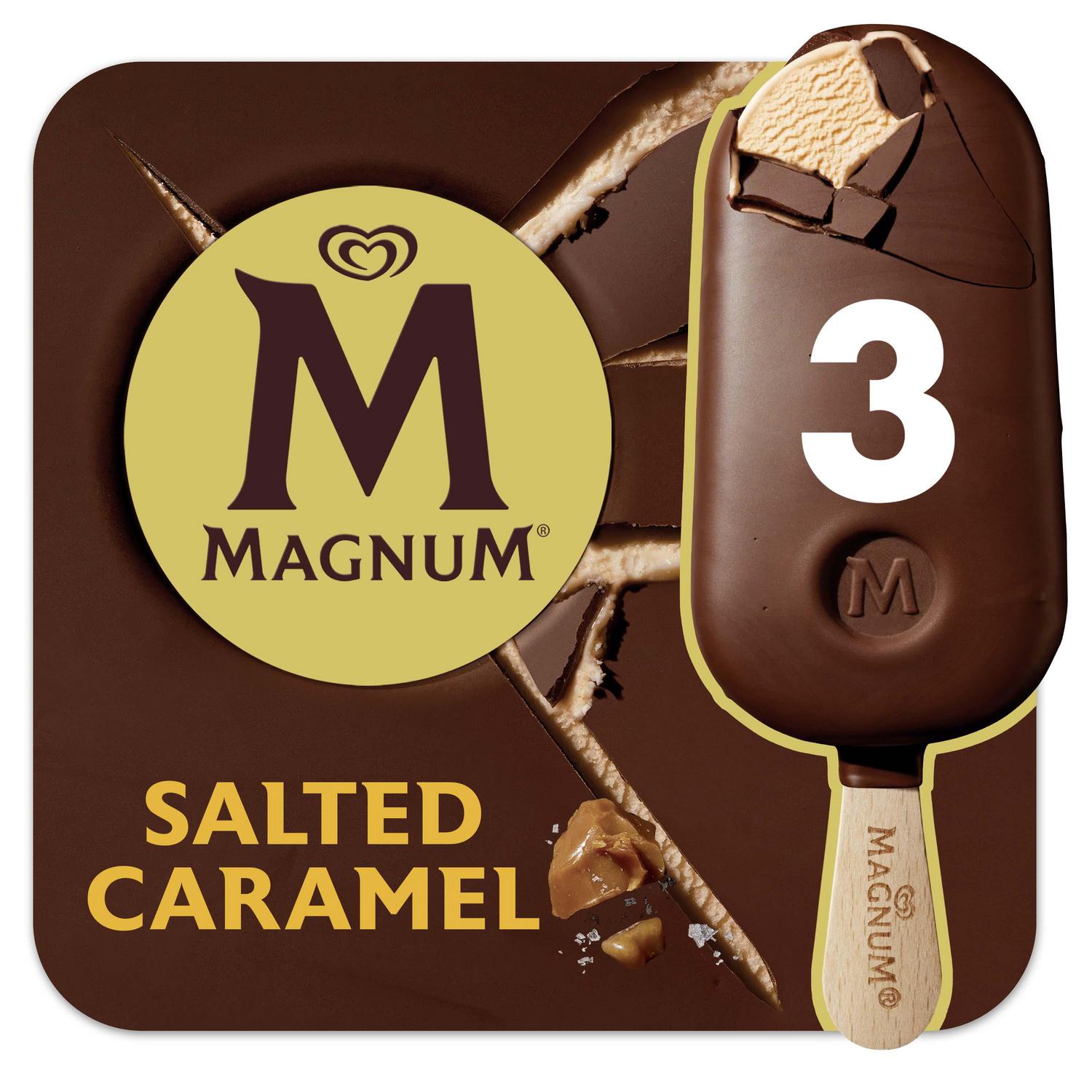 Helado de caramelo salado recubierto de chocolate con leche Magnum 3 ud.