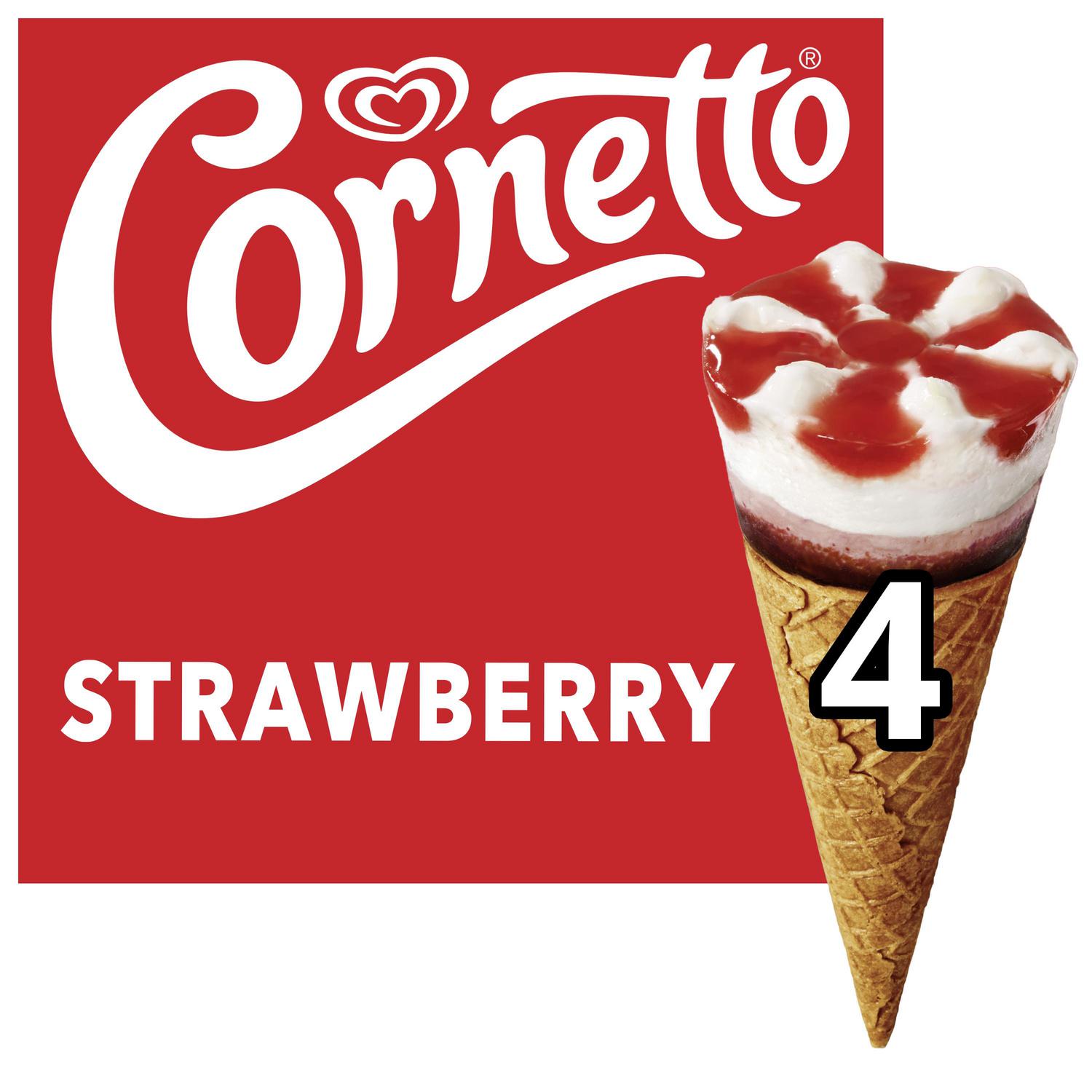 Conos con helado de fresa Cornetto 4 ud.