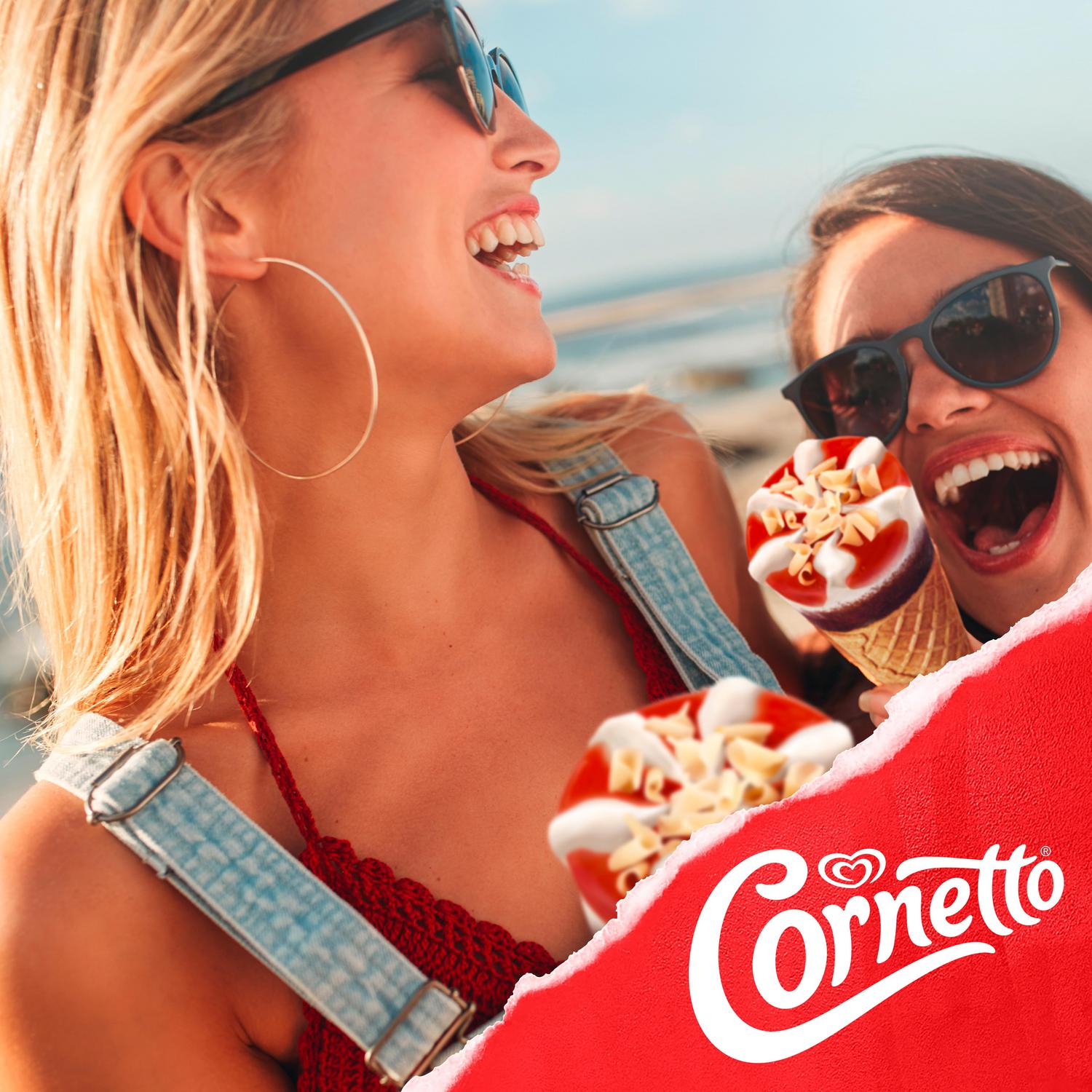Conos con helado de fresa Cornetto 4 ud.