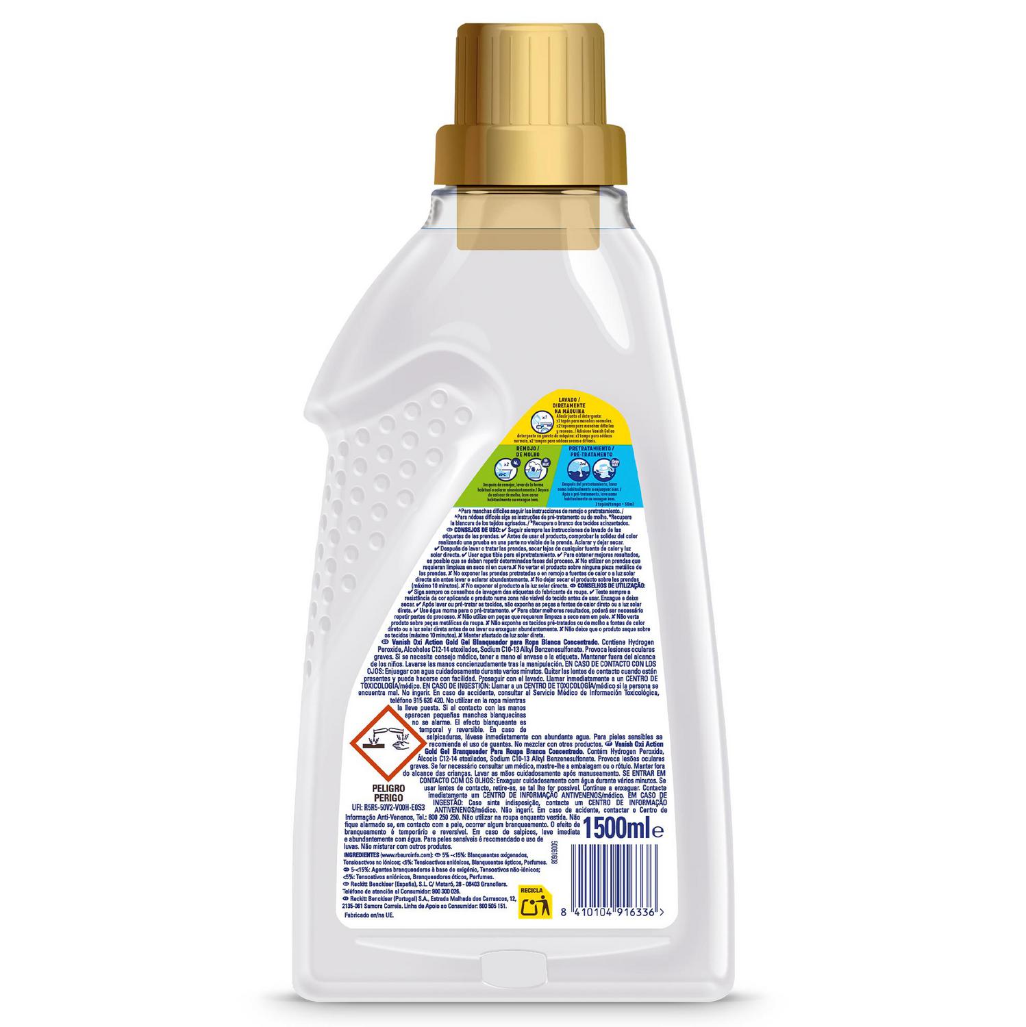 Quitamanchas blanqueador Gold Oxi Action Vanish 1500 ml.