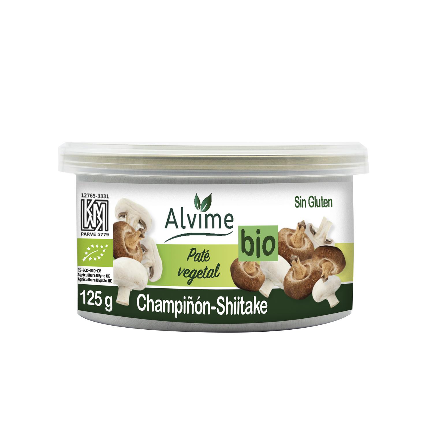 Paté vegetal de champiñón y shiitake ecológico Alvime sin gluten 125 g.