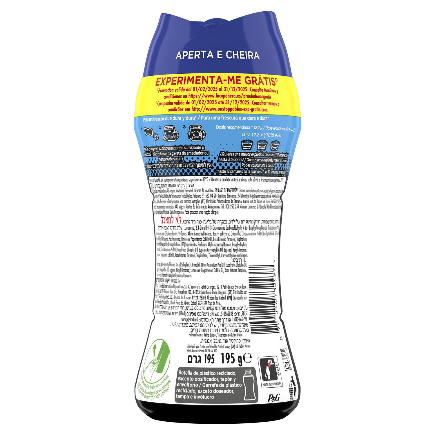 Perfume para la ropa en perlas concentrado frescor alpino Unstoppables Lenor 195 g.