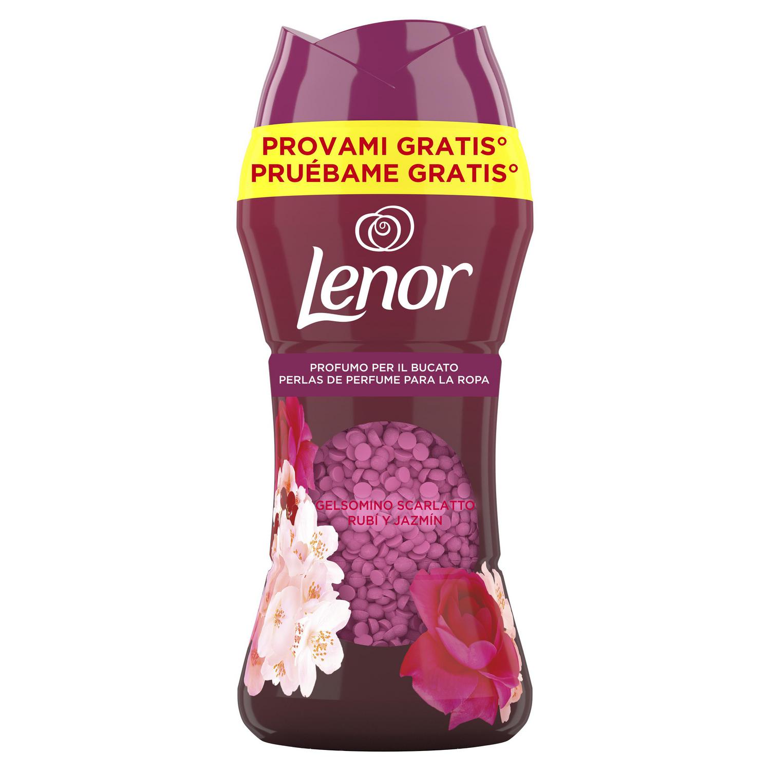 Perfume para la ropa en perlas concentrado rubí y jazmín Lenor 195 g.