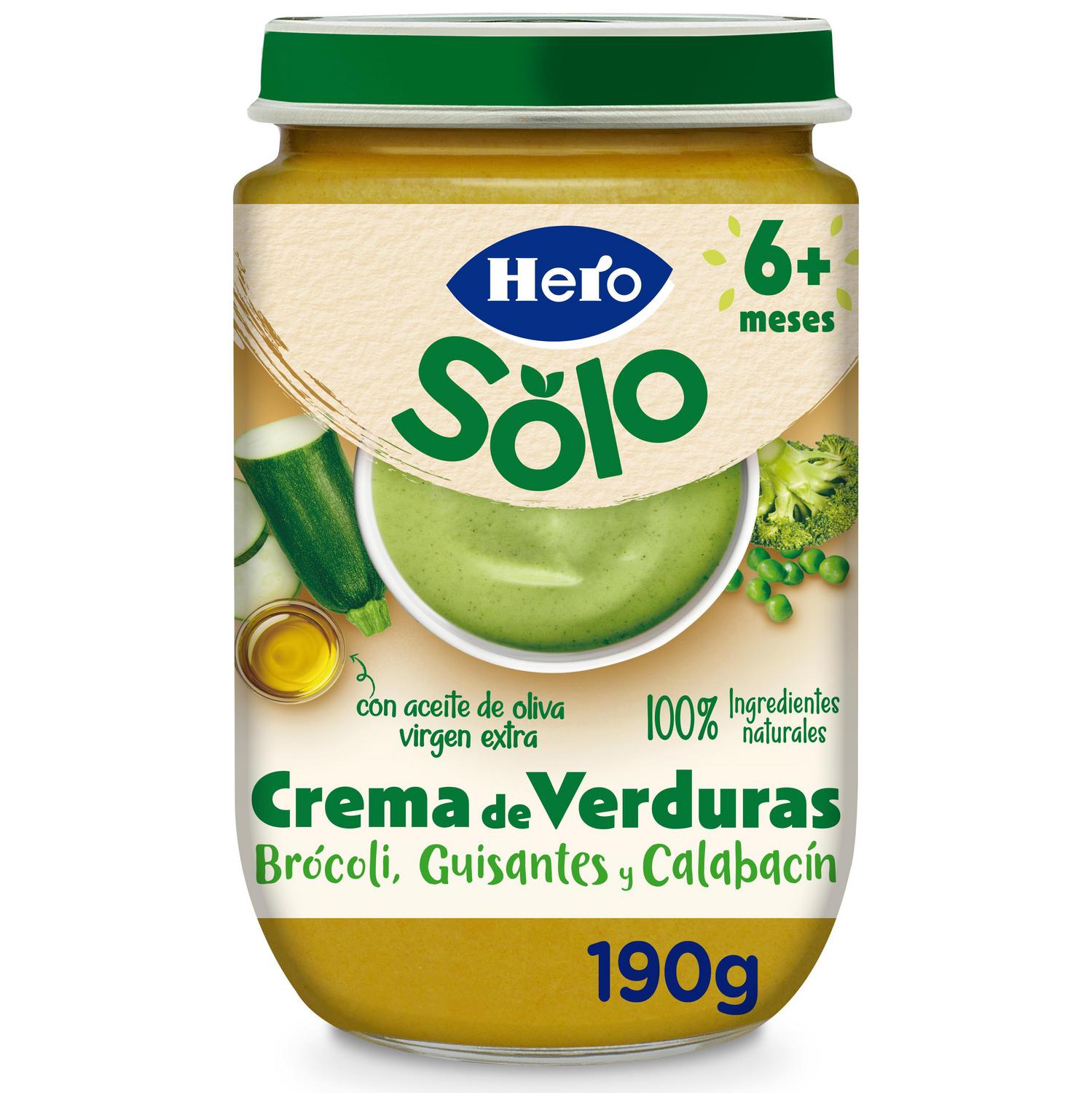 Tarrito de crema de verduras desde 6 meses Hero Solo sin gluten 190 g.