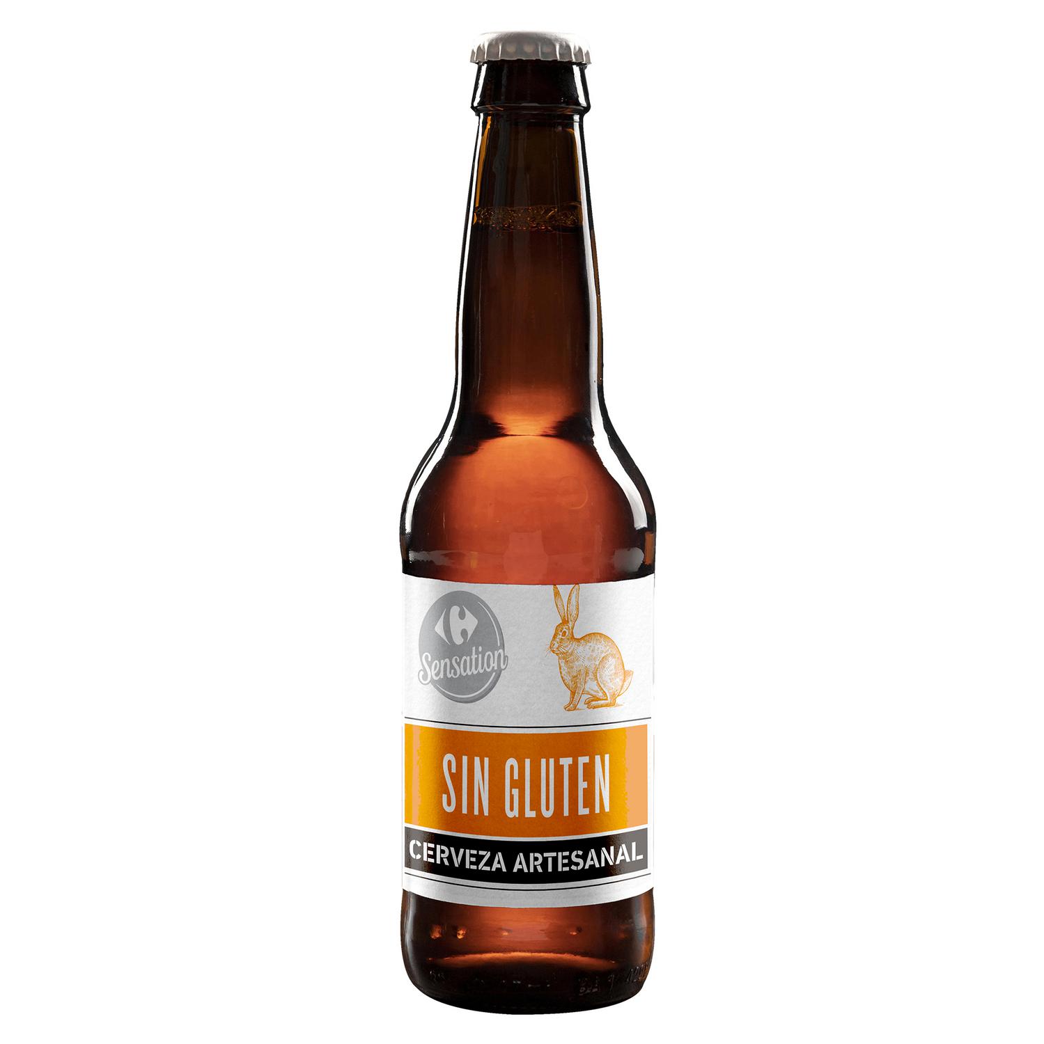 Cerveza artesana Carrefour Sensation sin gluten botella 33 cl.