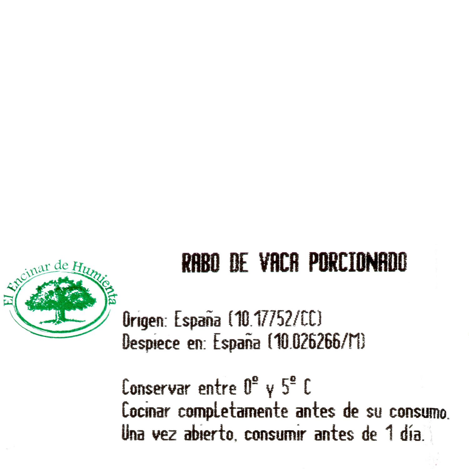 Rabo de Vaca porcionado El Encinar de Humienta 1 kg aprox