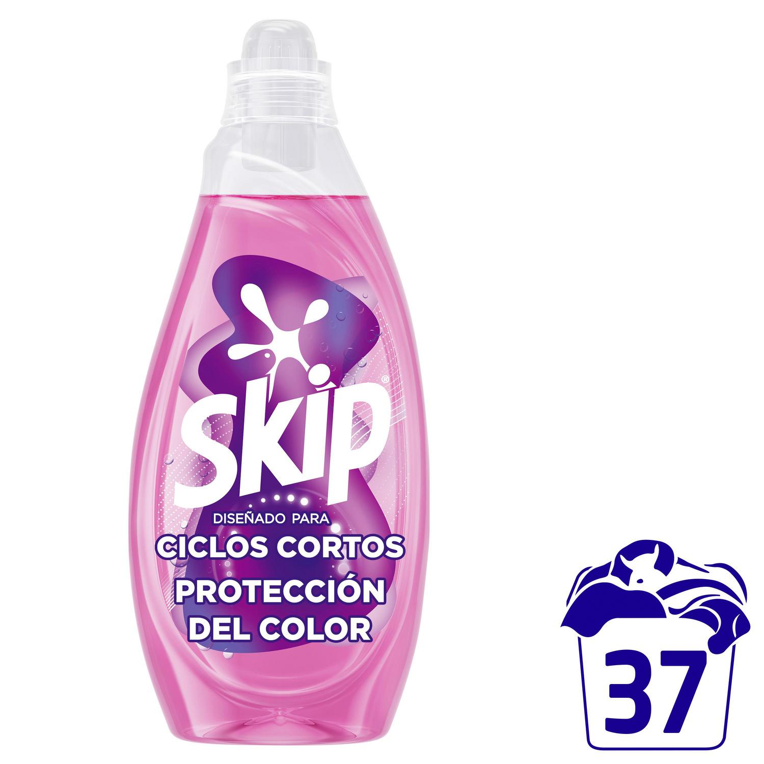 Detergente liquido ciclos cortos color Skip 37 lavados.
