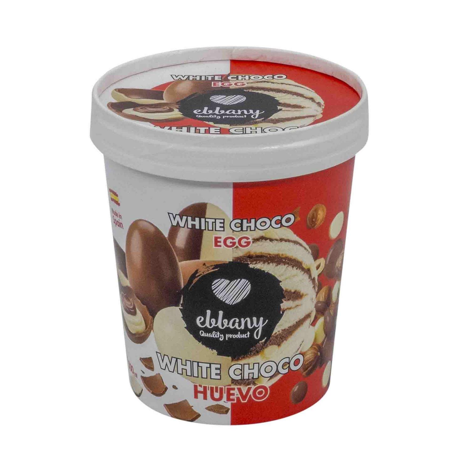 Helado de chocolate blanco con salsa de cacao y avellanas Ebbany Quality Product 320 g.
