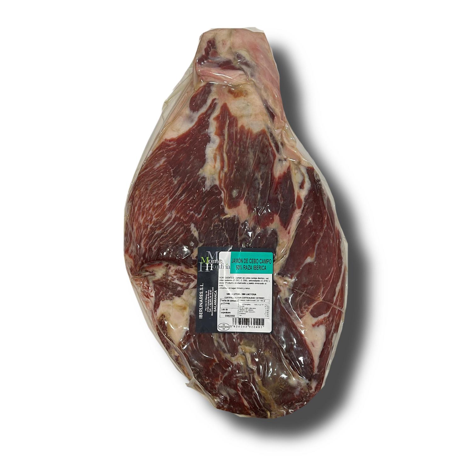 Centro de Jamón de cebo de campo 50% Raza Ibérica al corte Montehonfría 150 g aprox