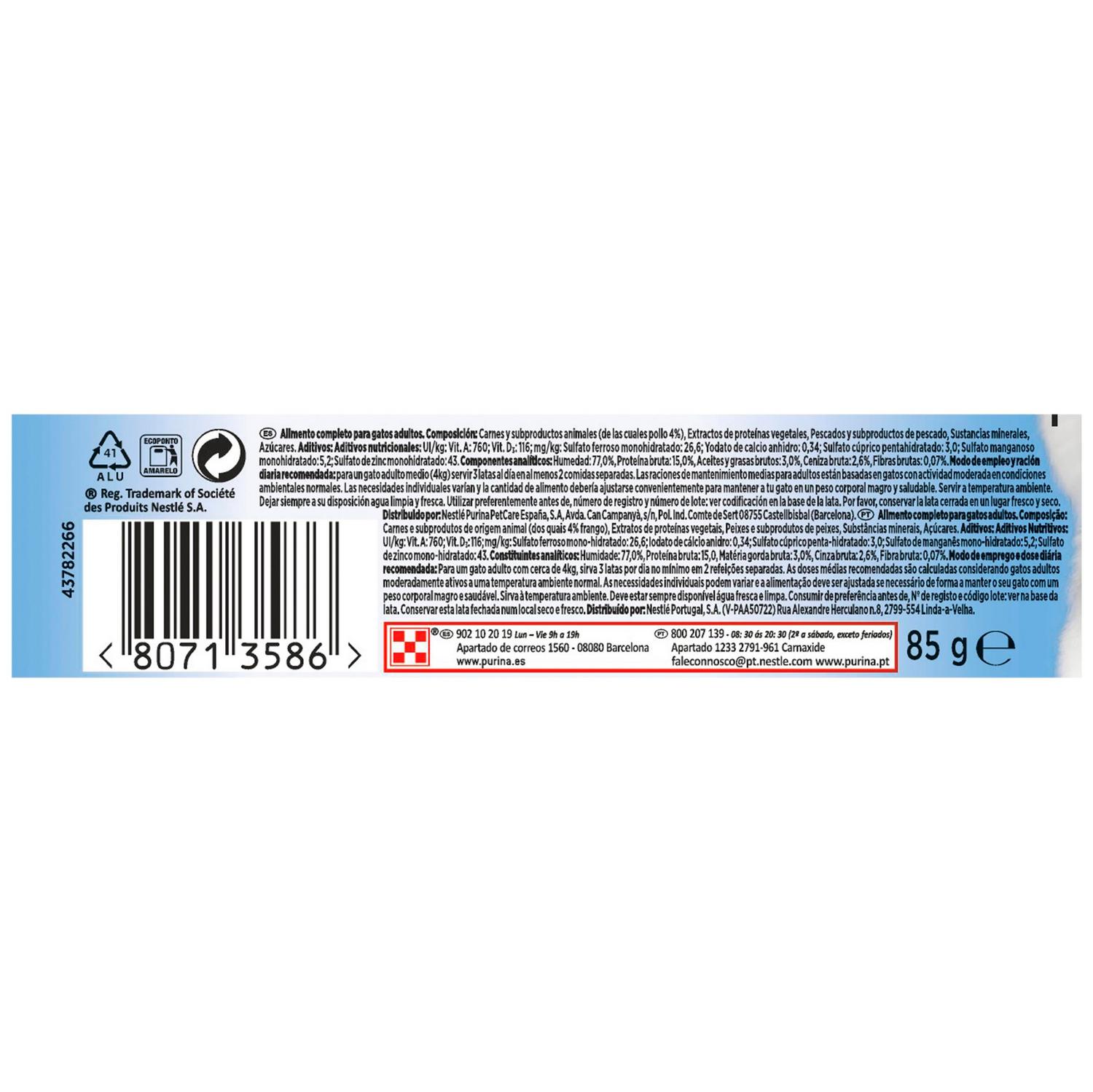 Comida húmeda finas lonchas de pollo para gato adulto Purina Gourmet Diamant 85 g