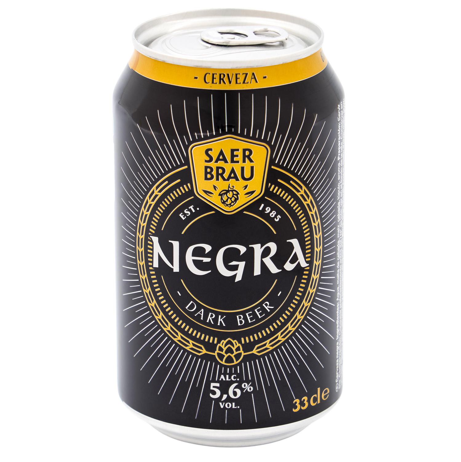 Cerveza negra Saer Brau lata 33 cl.