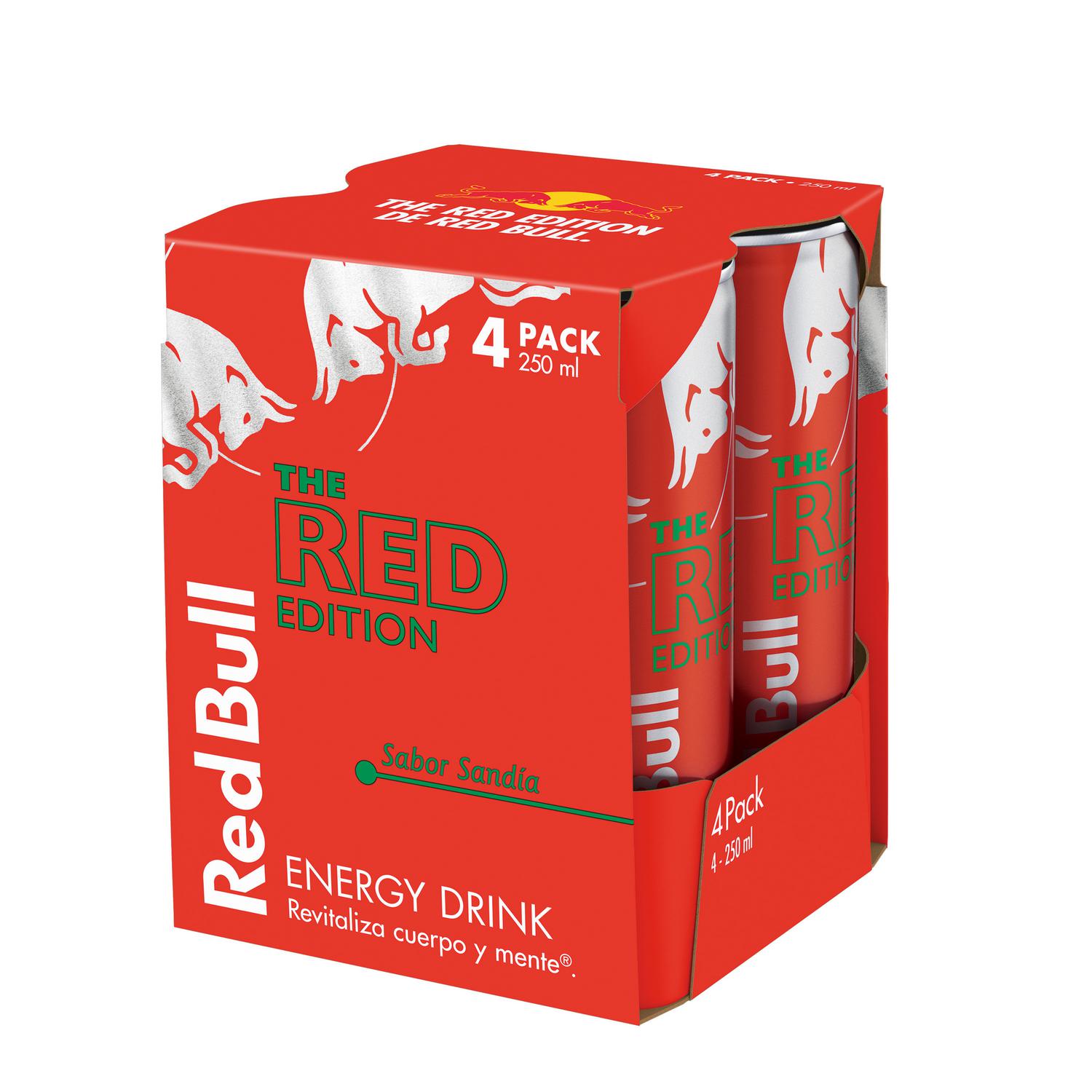 Red Bull Bebida Energética Red Edition sabor sandia pack 4 latas 25 cl.