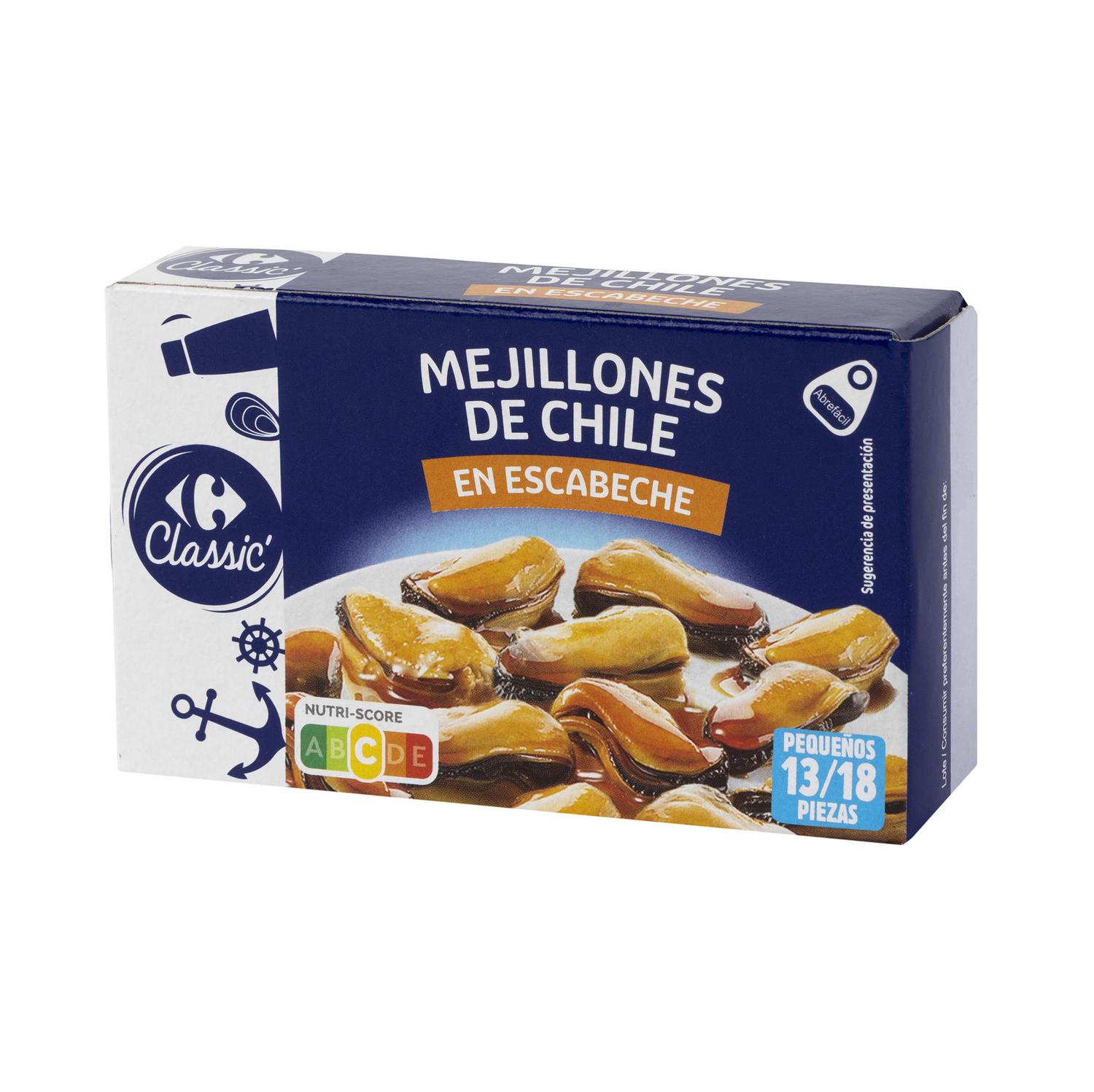 Mejillones de Chile en escabeche 13/18 Classic Carrefour 69 g.