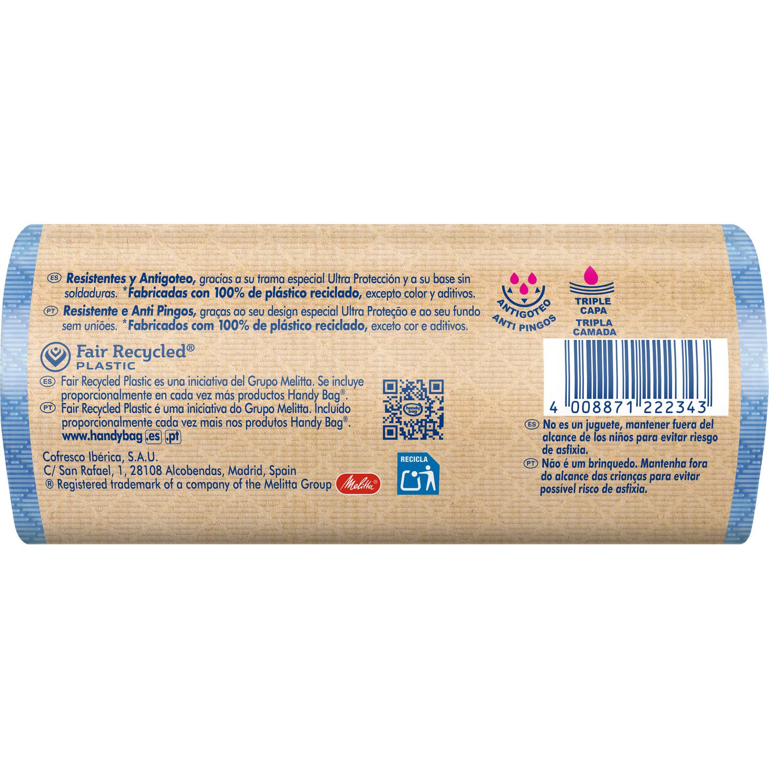 Bolsas de Basura Resistente Antigoteo 100% Reciclado 50L 8 ud