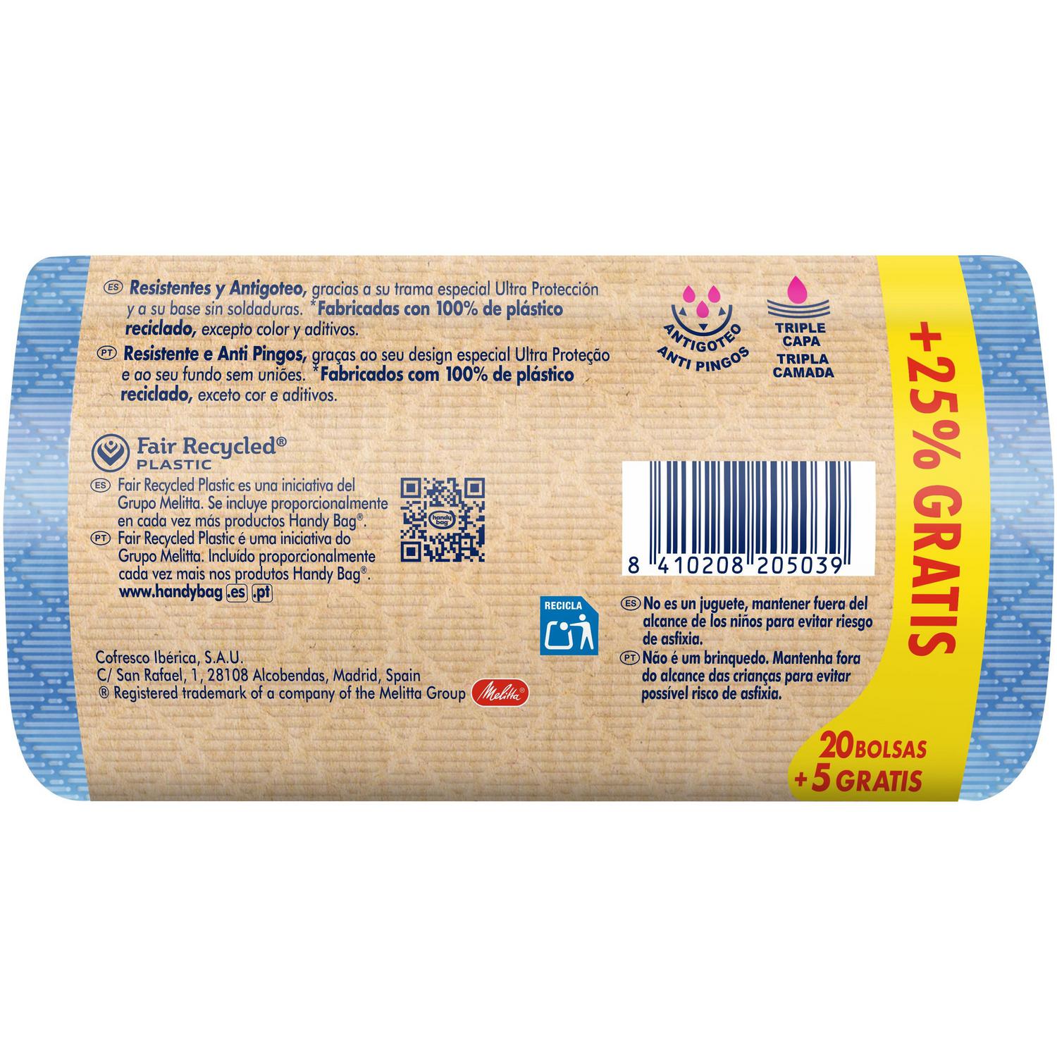 Bolsas de Basura Resistente y Antigoteo 100% Reciclado 30L 20 uds