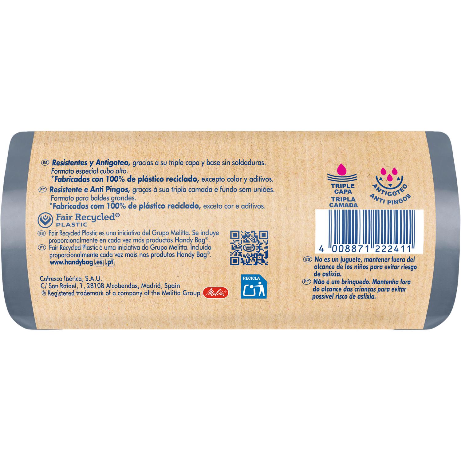 Bolsas de Basura Cubo Alto 100% Reciclado 30L 12 ud