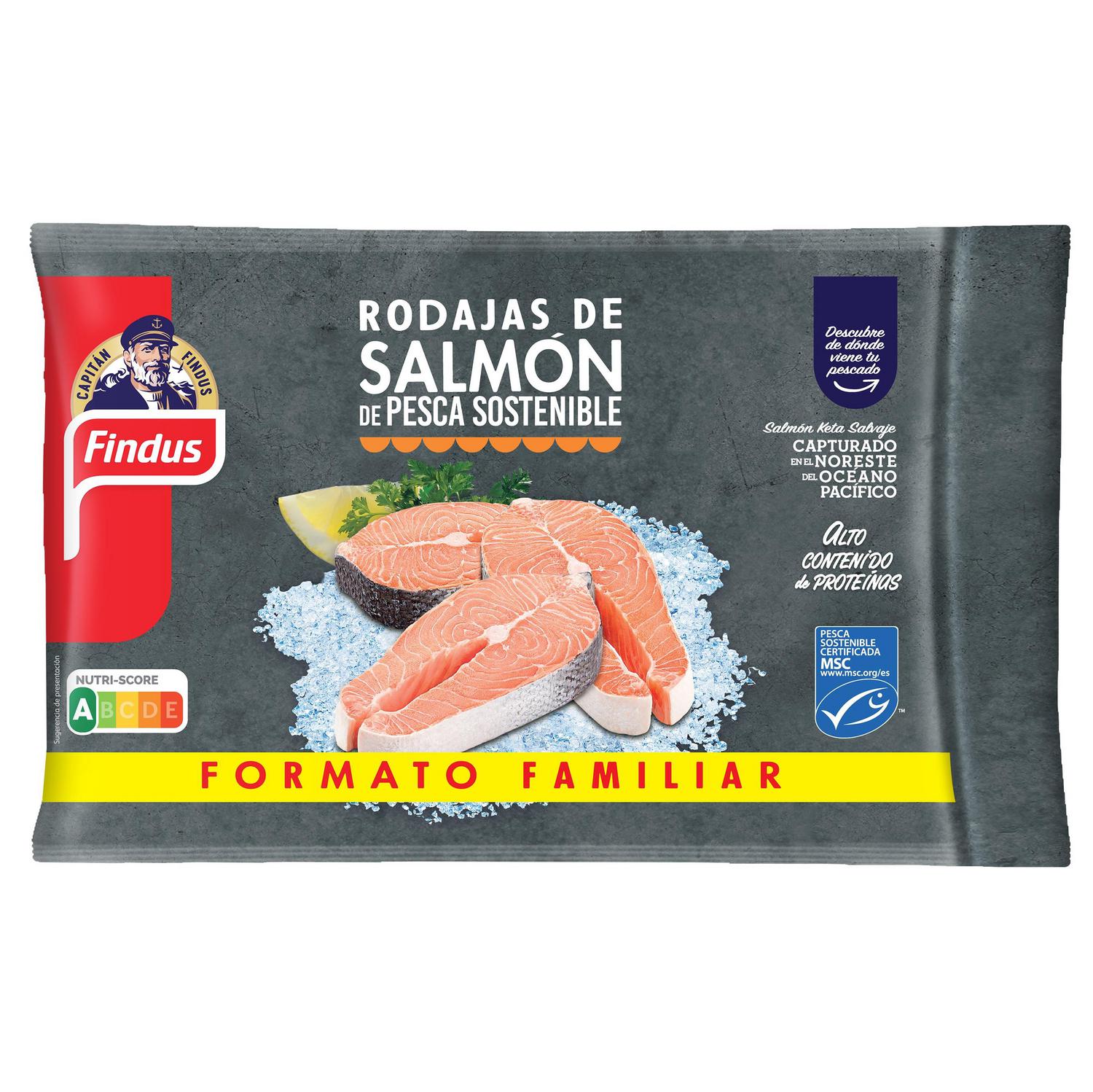 Rodajas de salmón con piel congeladas Findus 500 g.