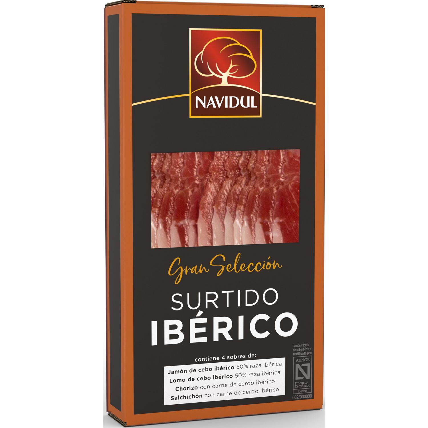 Estuche de surtido de ibéricos en lonchas Navidul pack de 4 sobres de 40 g