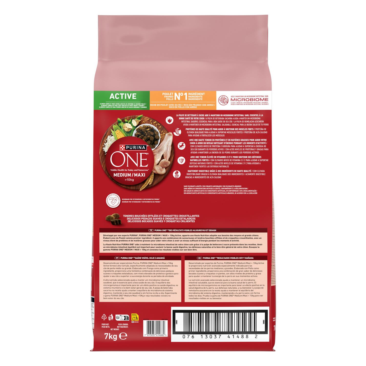 Pienso de pollo active microbioma intestinal equilibrado para perro Purina One 7 kg