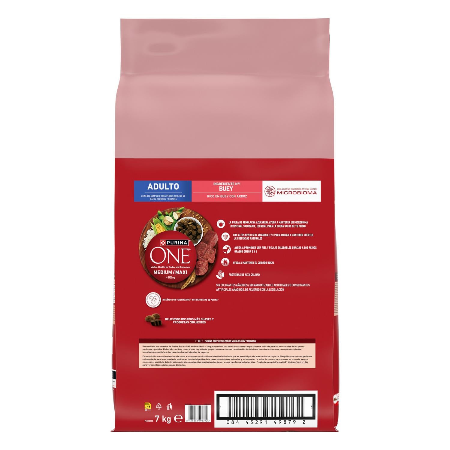 Pienso de buey microbioma intestinal equilibrado para perro adulto Purina One 7 kg