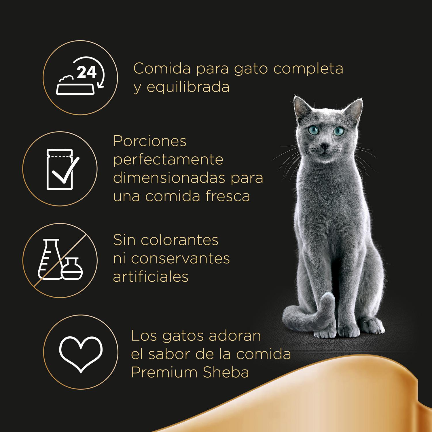 Comida húmeda en salsa de pescados para gatos Délices Du Jour Sheba 6 sobres de 50 g.