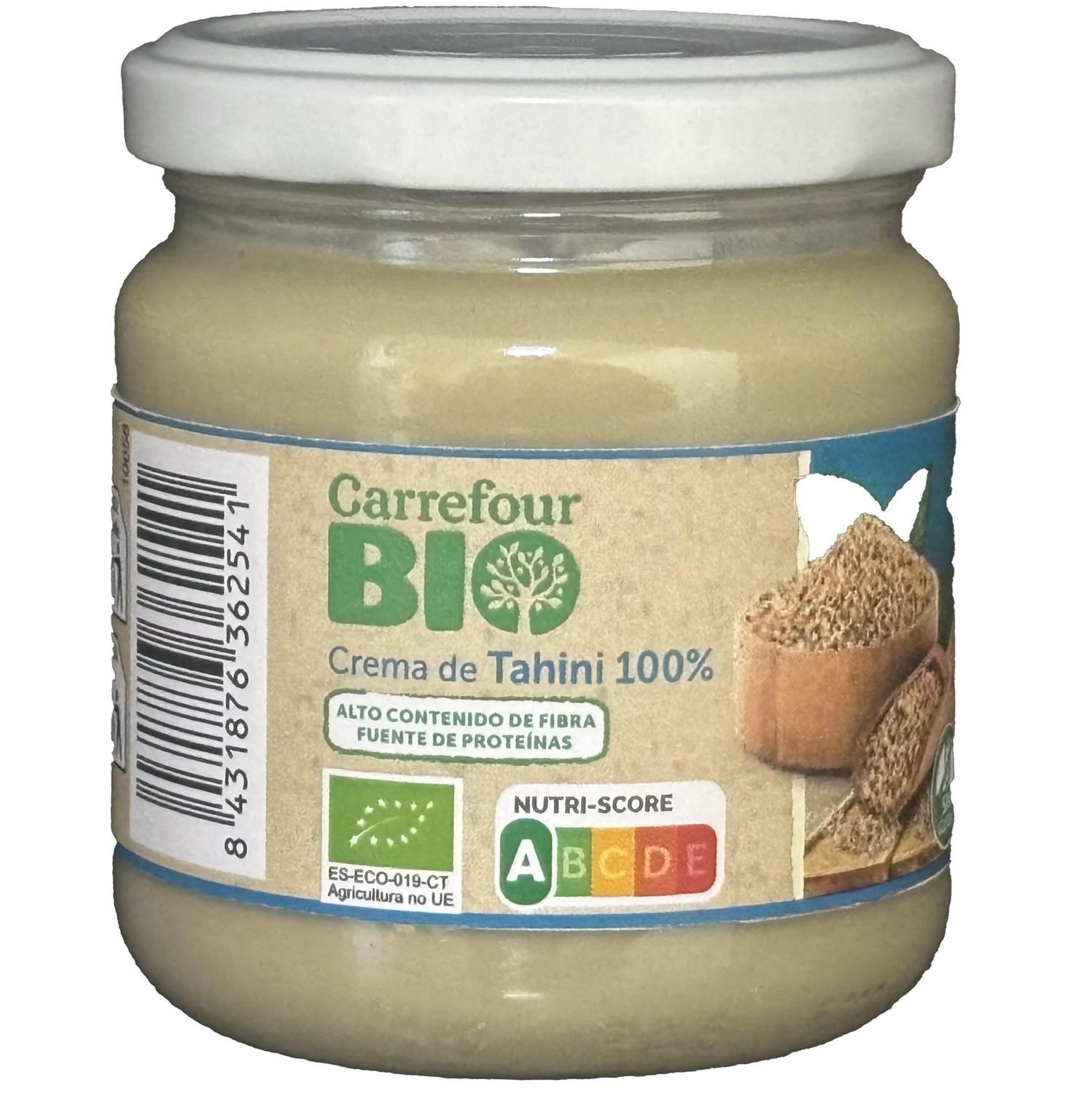 Crema de tahini ecológica Carrefour Bio sin gluten tarro 180 g.