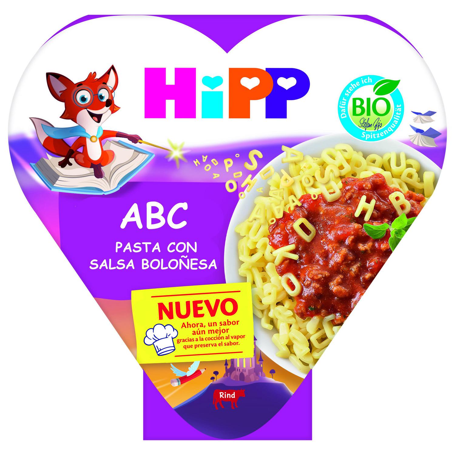 Pasta de letras boloñesa ecológico ABC Hipp 250 g.