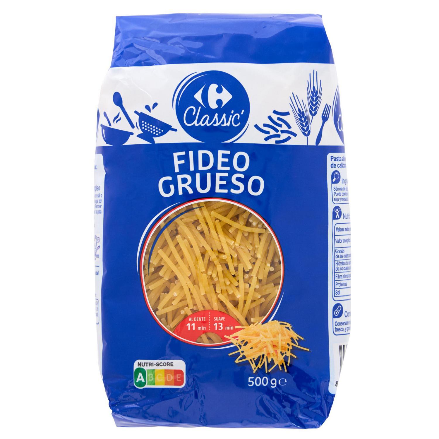 Pasta fideo grueso Carrefour Classic 500 g.