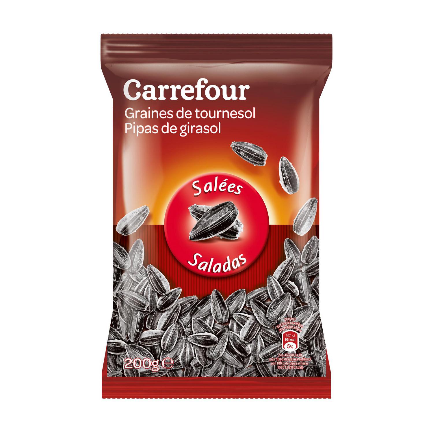 Pipas de girasol saladas Carrefour 200 g.