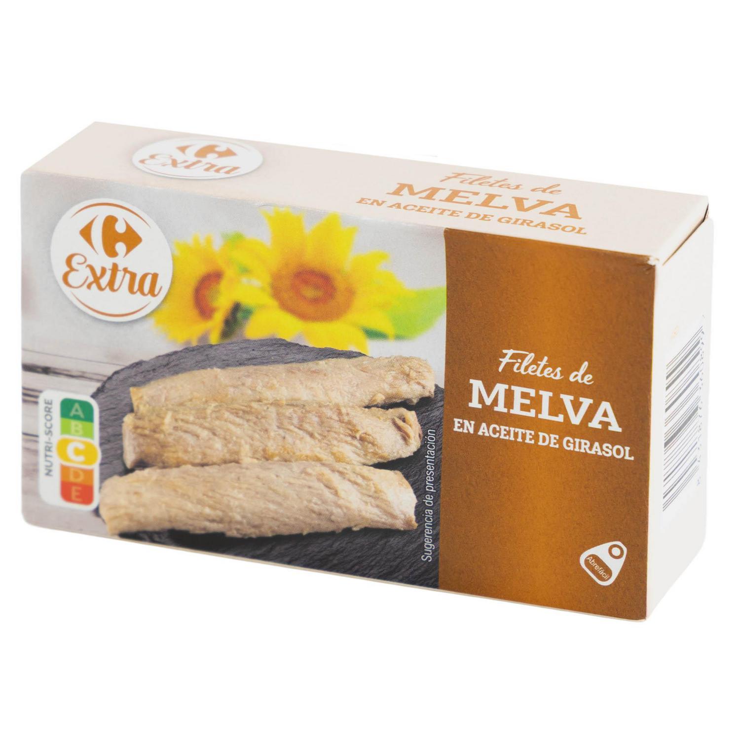 Filete de melva en aceite de girasol Extra Carrefour 80 g.