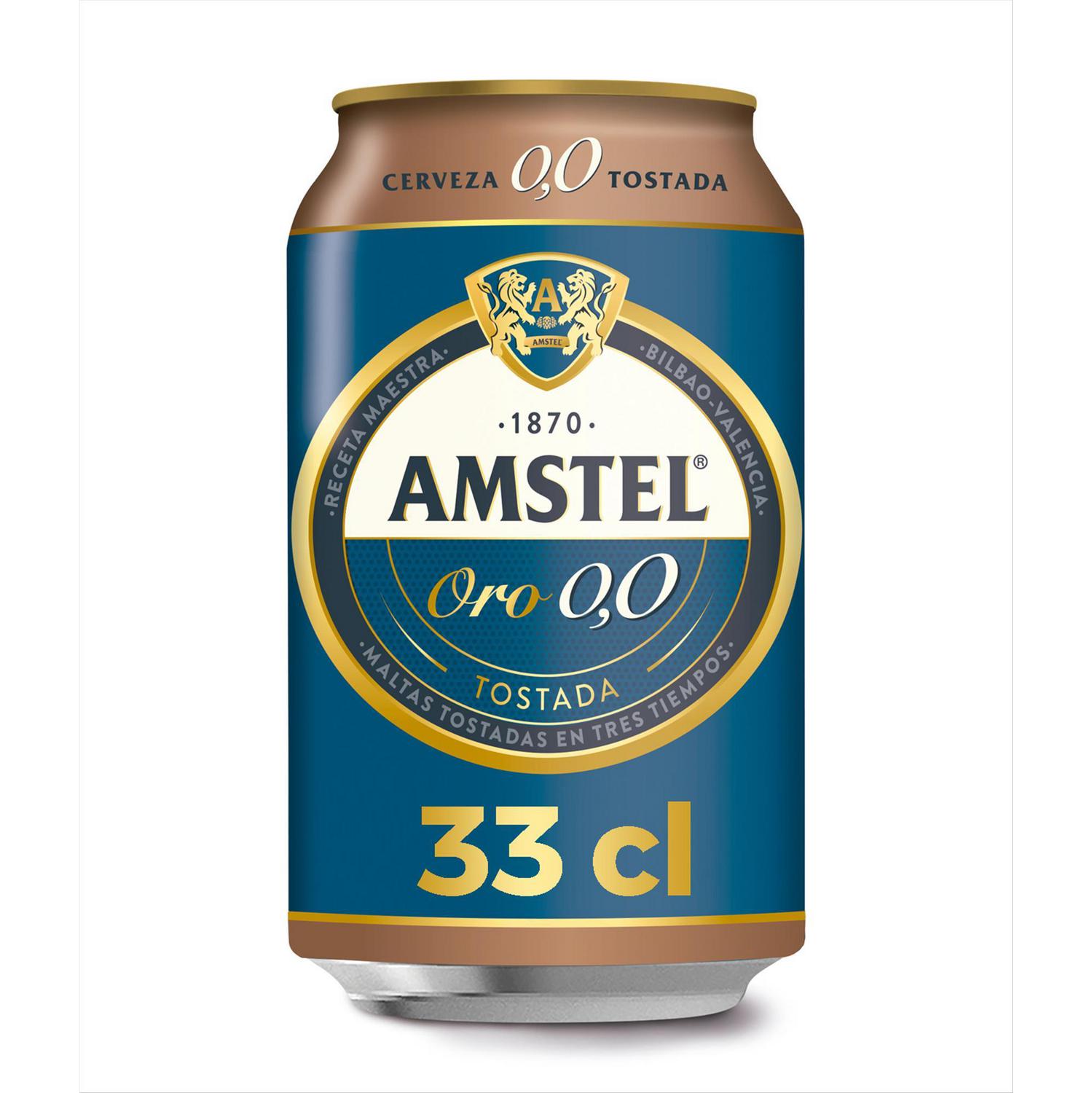 Cerveza tostada Amstel Oro 0,0 alcohol pack 12 latas 33 cl.