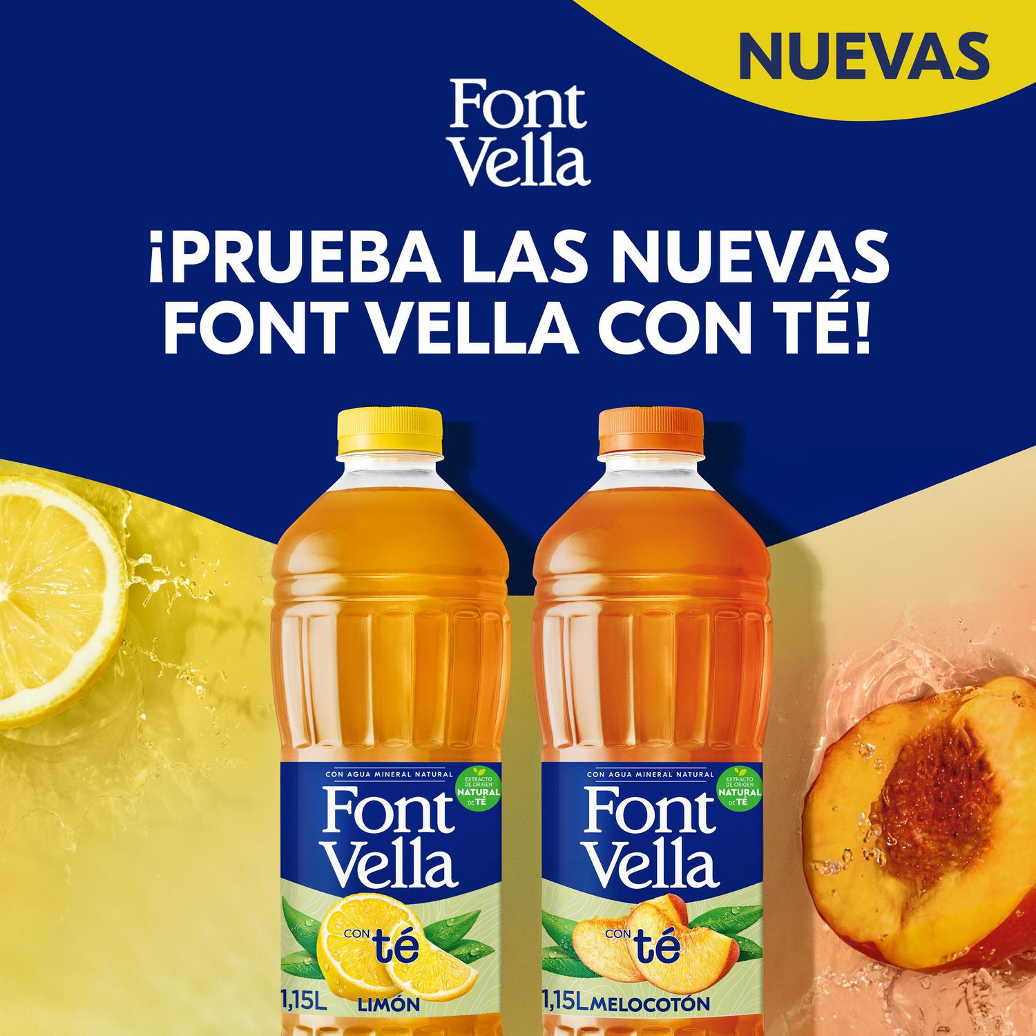Bebida refrescante aromatizada con agua mineral con té sabor limón Font Vella 1,15 l.