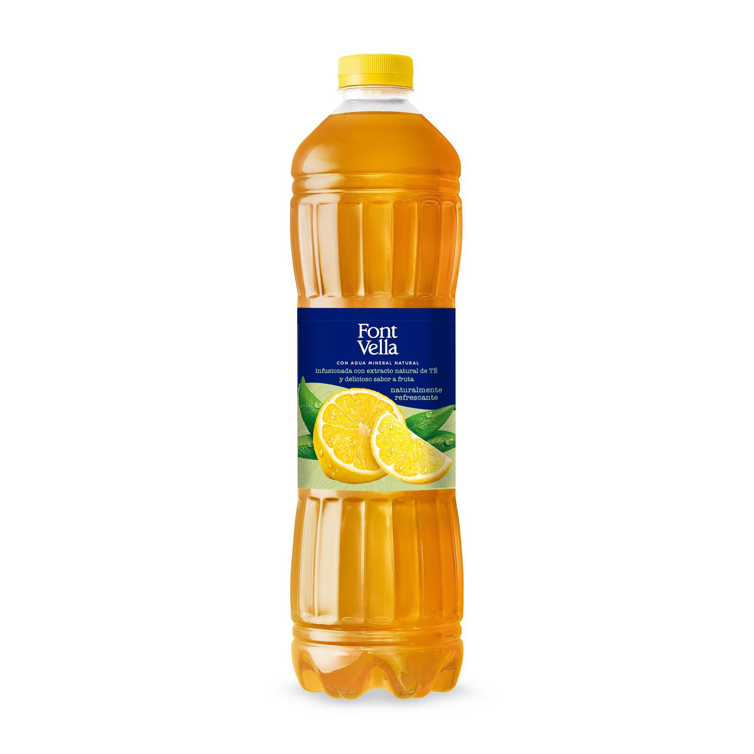 Bebida refrescante aromatizada con agua mineral con té sabor limón Font Vella 1,15 l.
