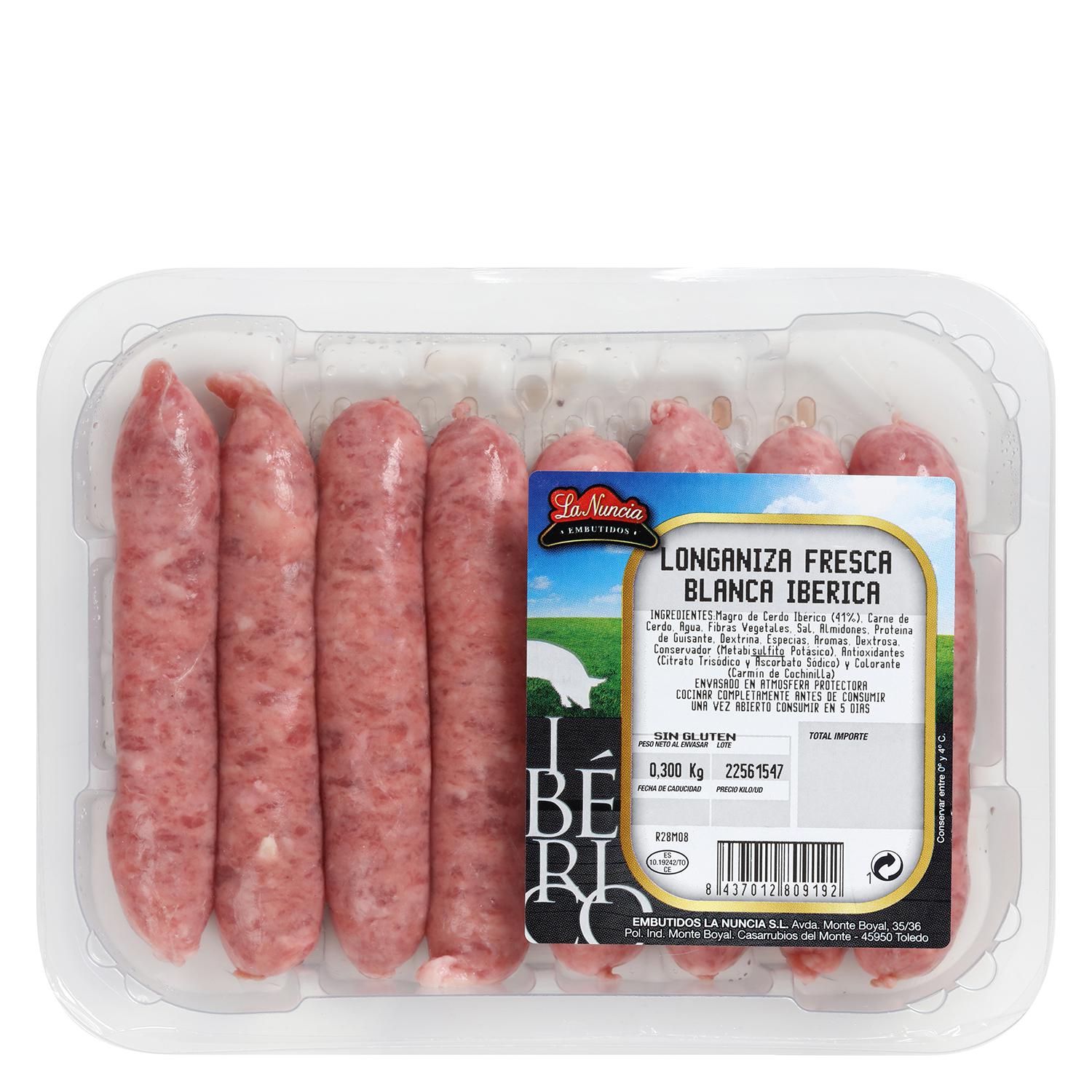 Longaniza blanca fresca de cerdo ibérico Carrefour 400 g aprox