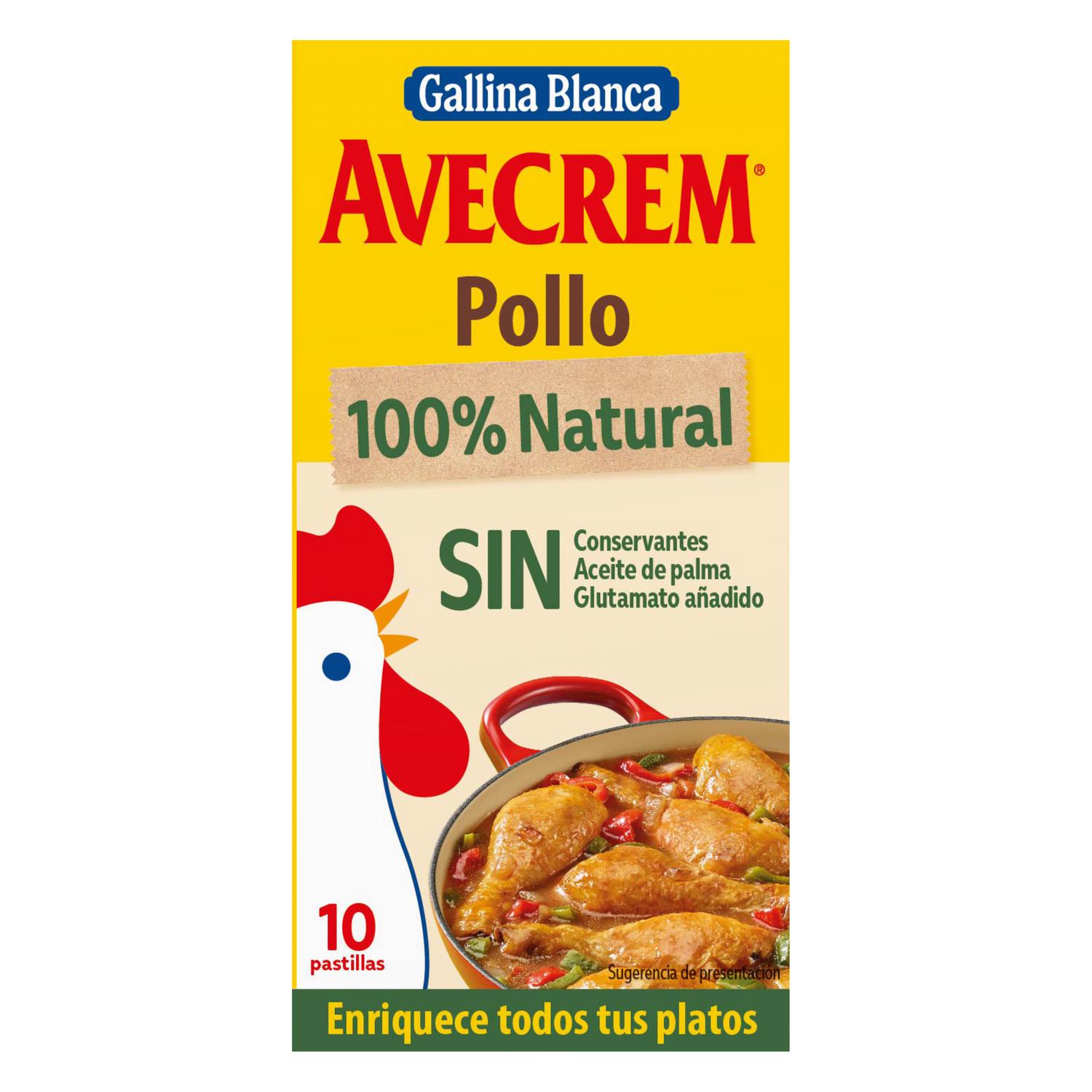 Caldo de pollo 100% natural Avecrem Gallina Blanca sin gluten 10 pastillas