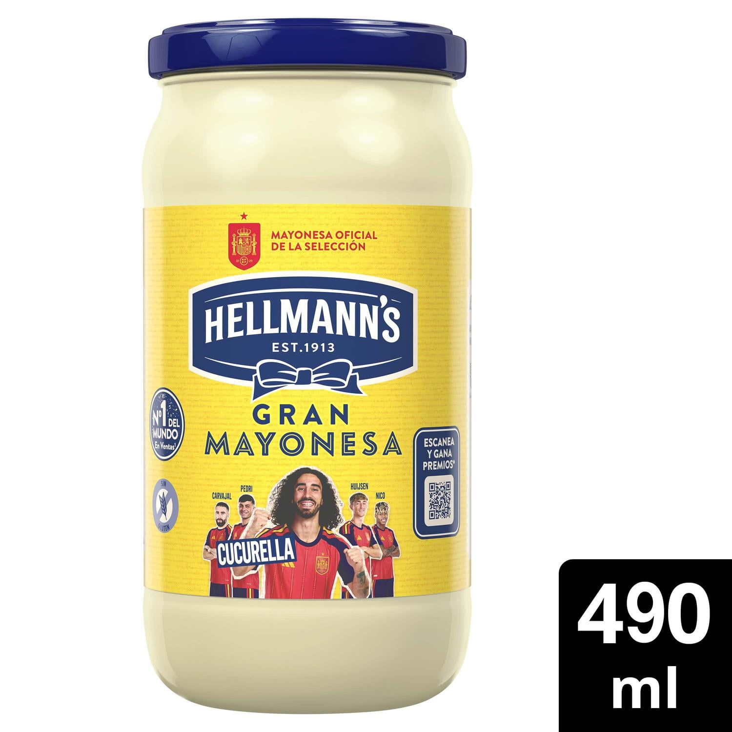 Mayonesa Hellmann's sin gluten tarro 490 g.