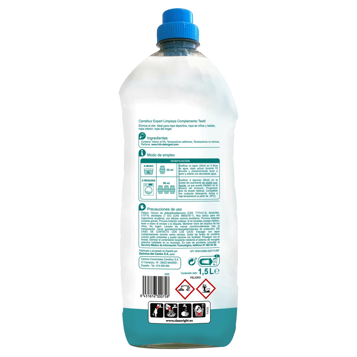 Complemento textil limpieza elimina olores Expert Carrefour 1,5 l.