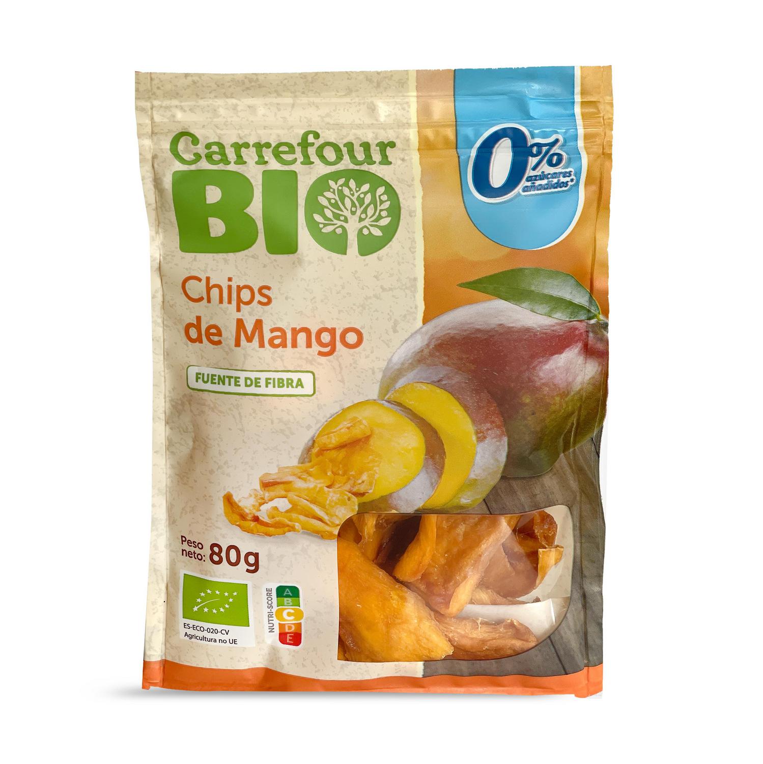 Mango deshidratado ecológico Carrefour Bio sin azúcar añadido 80 g.