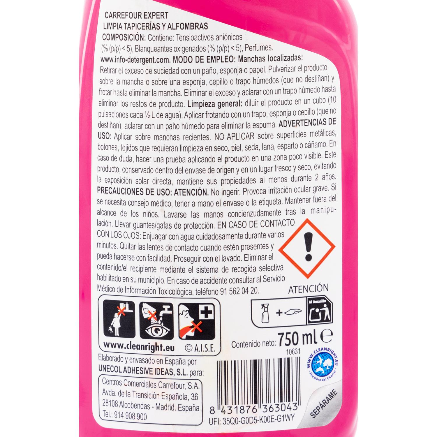 Limpia tapicería y alfombras Carrefour Expert 750 ml.